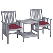 Garden Chairs with Table and Cushions Solid Acacia Wood