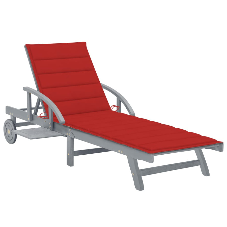 Ligbed Met Kussen Massief Acaciahout Rood