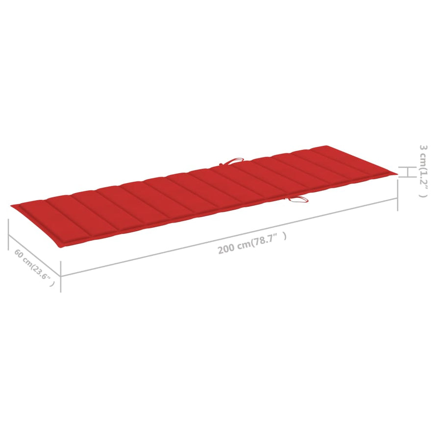 Ligbed Met Kussen Massief Acaciahout Rood