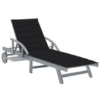 Sun lounger with cushion solid acacia wood