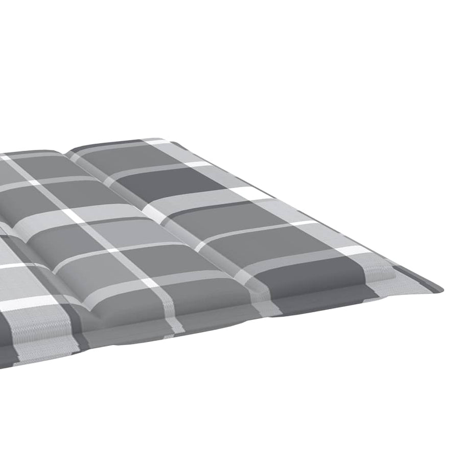 Ligbed Met Kussen Massief Acaciahout Grijs ruitpatroon