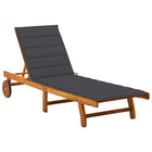 Sun lounger with cushion solid acacia wood
