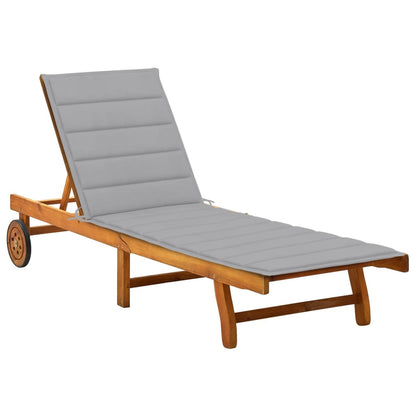 Ligbed Met Kussen Massief Acaciahout 200 x 63 x 85 cm Grijs
