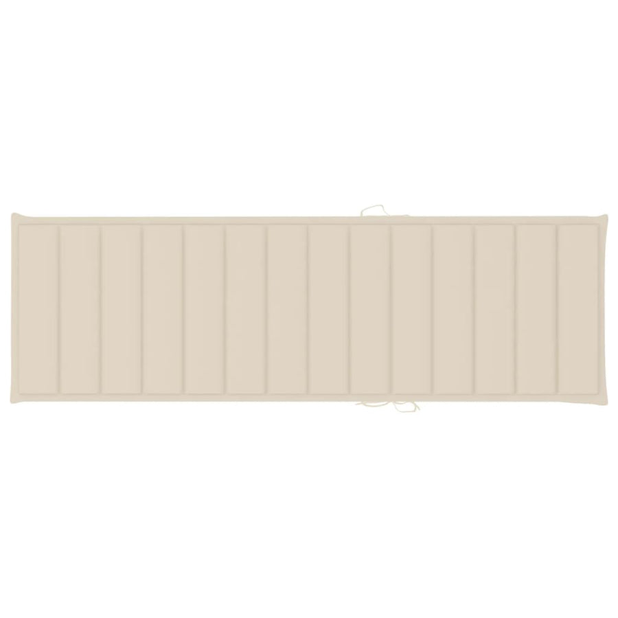 Ligbed Met Kussen Massief Acaciahout 200 x 63 x 85 cm Crème