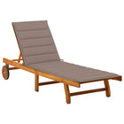Sun lounger with cushion solid acacia wood
