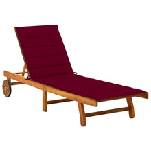 Ligbed Met Kussen Massief Acaciahout 200 x 63 x 85 cm Wijnrood