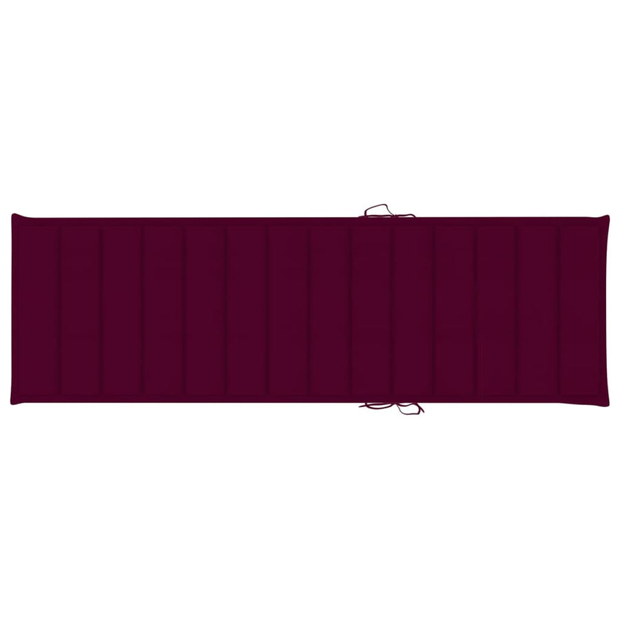 Ligbed Met Kussen Massief Acaciahout 200 x 63 x 85 cm Wijnrood