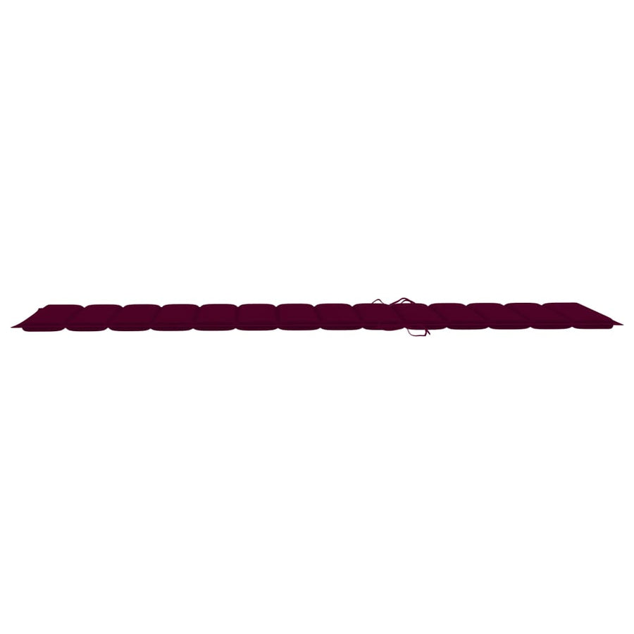 Ligbed Met Kussen Massief Acaciahout 200 x 63 x 85 cm Wijnrood