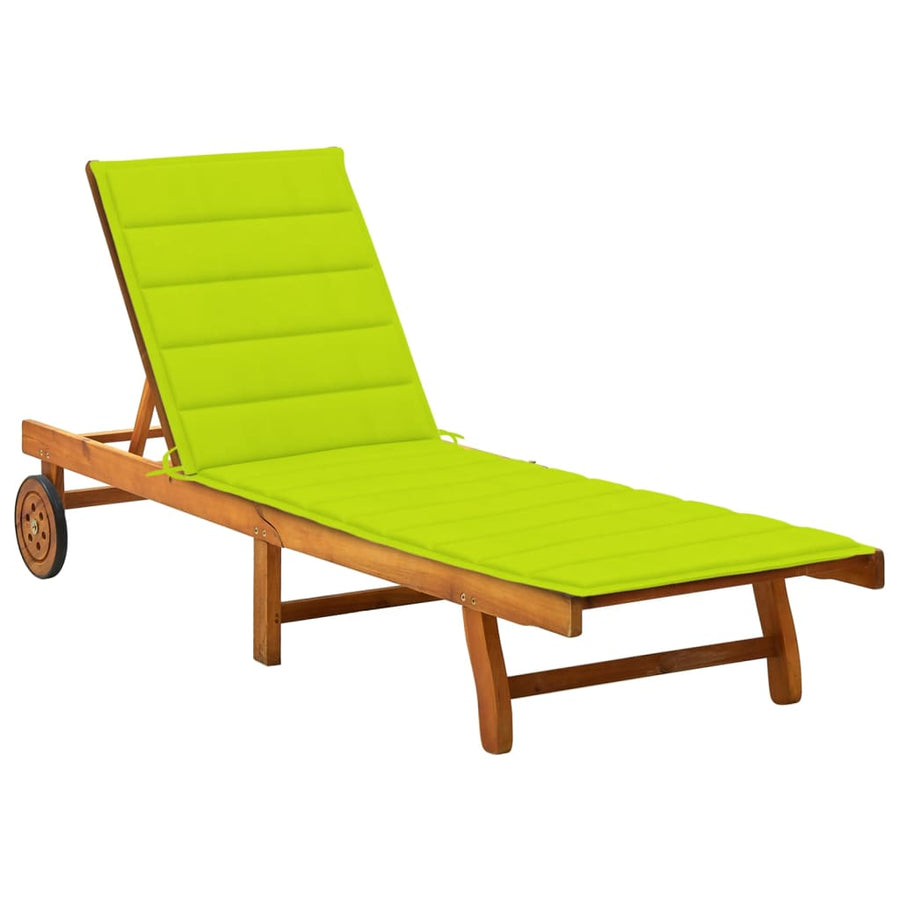 Ligbed Met Kussen Massief Acaciahout 200 x 63 x 85 cm Heldergroen