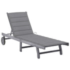 Sunlounger with Cushion Solid Acacia Wood Grey