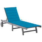 Sunlounger with Cushion Solid Acacia Wood Grey