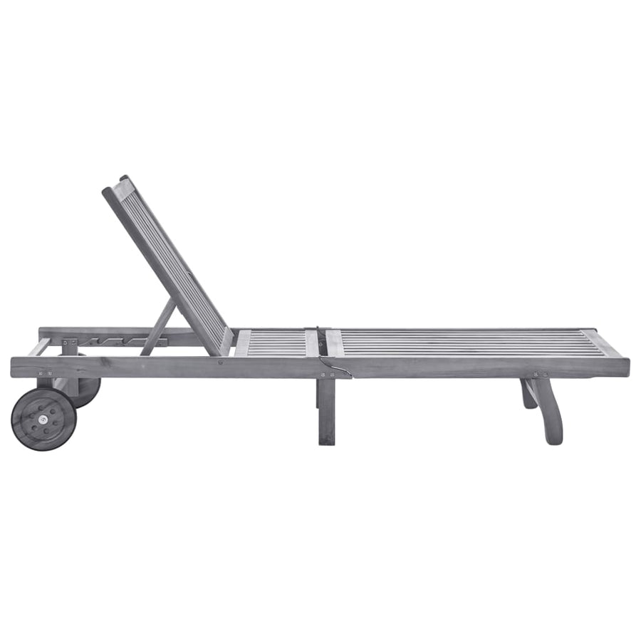 Ligbed Met Kussen Massief Acaciahout Grijs 200 x 63 x 85 cm Groen