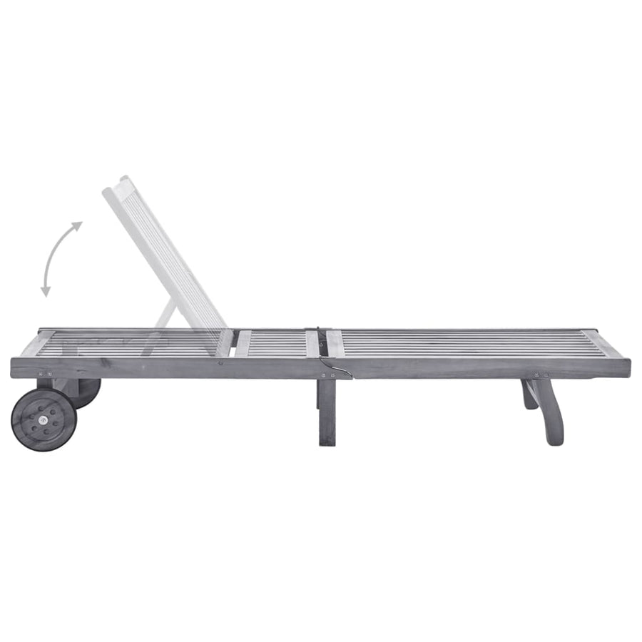 Ligbed Met Kussen Massief Acaciahout Grijs 200 x 63 x 85 cm Rood