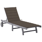 Sunlounger with Cushion Solid Acacia Wood Grey