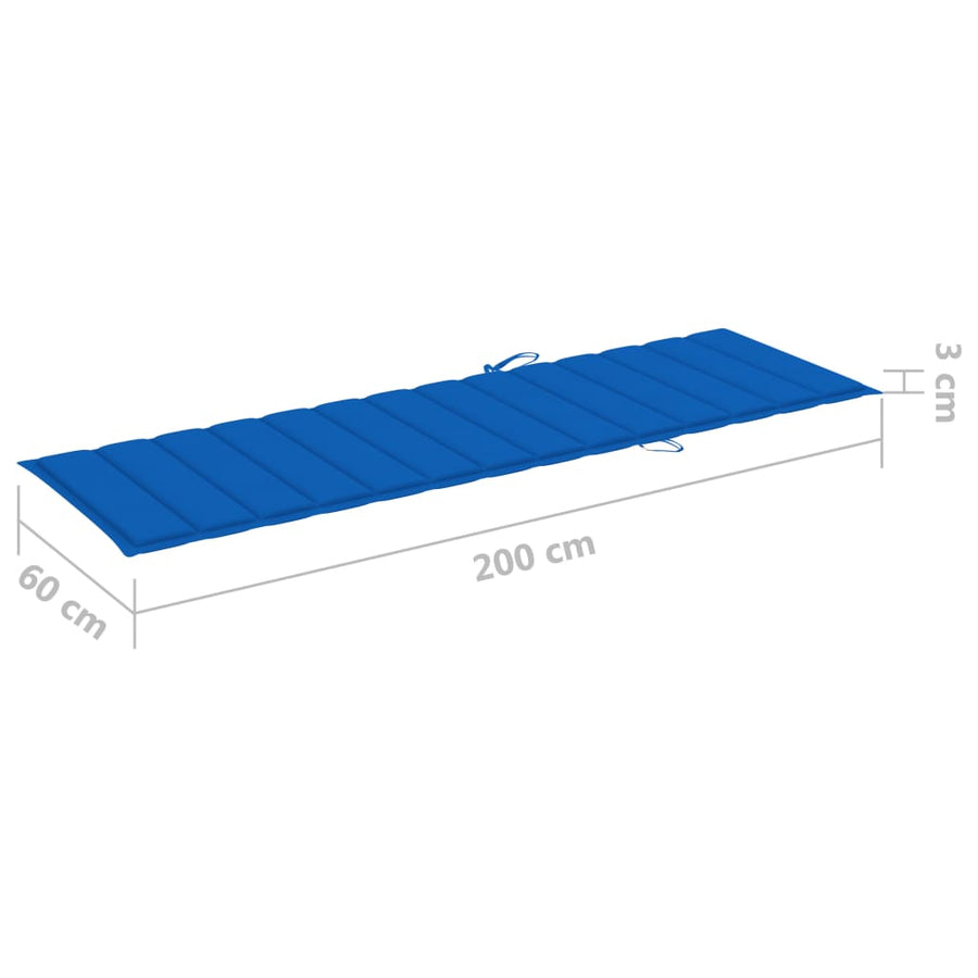 Ligbed Met Kussen Massief Acaciahout Grijs 200 x 63 x 85 cm koningsblauw
