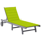 Sunlounger with Cushion Solid Acacia Wood Grey