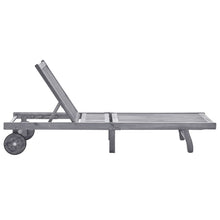 Ligbed Met Kussen Massief Acaciahout Grijs 200 x 63 x 85 cm Grijs ruitpatroon