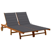 Ligbed 2-persoons massief acaciahout 200x123x85 cm antraciet