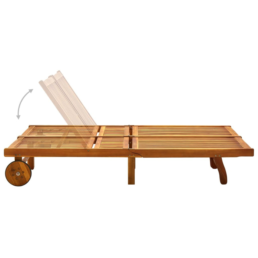 Ligbed 2-Persoons Met Kussens Massief Acaciahout 200 x 123 x 85 cm Antraciet