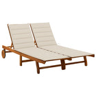 Sun Lounger 2-Seater with Cushions Solid Acacia Wood 200 x 123 x 85 cm