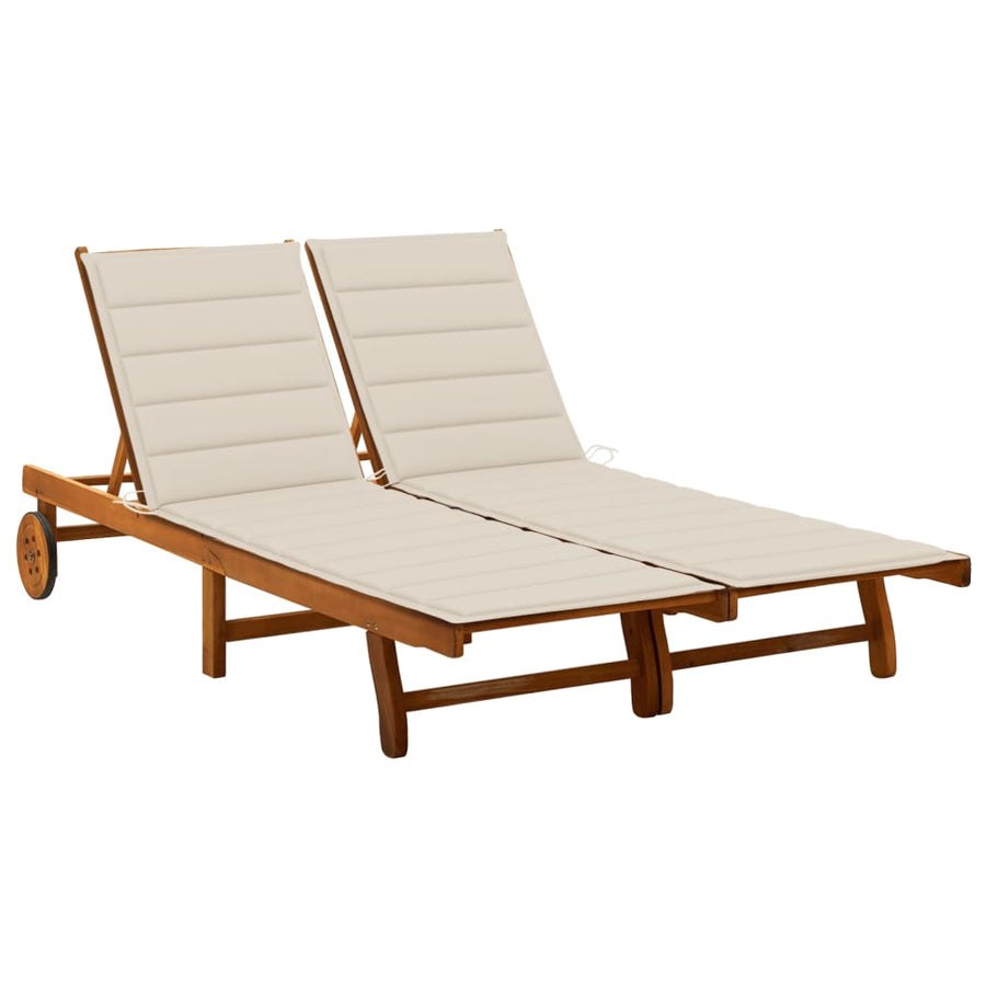 Ligbed 2-Persoons Met Kussens Massief Acaciahout 200 x 123 x 85 cm