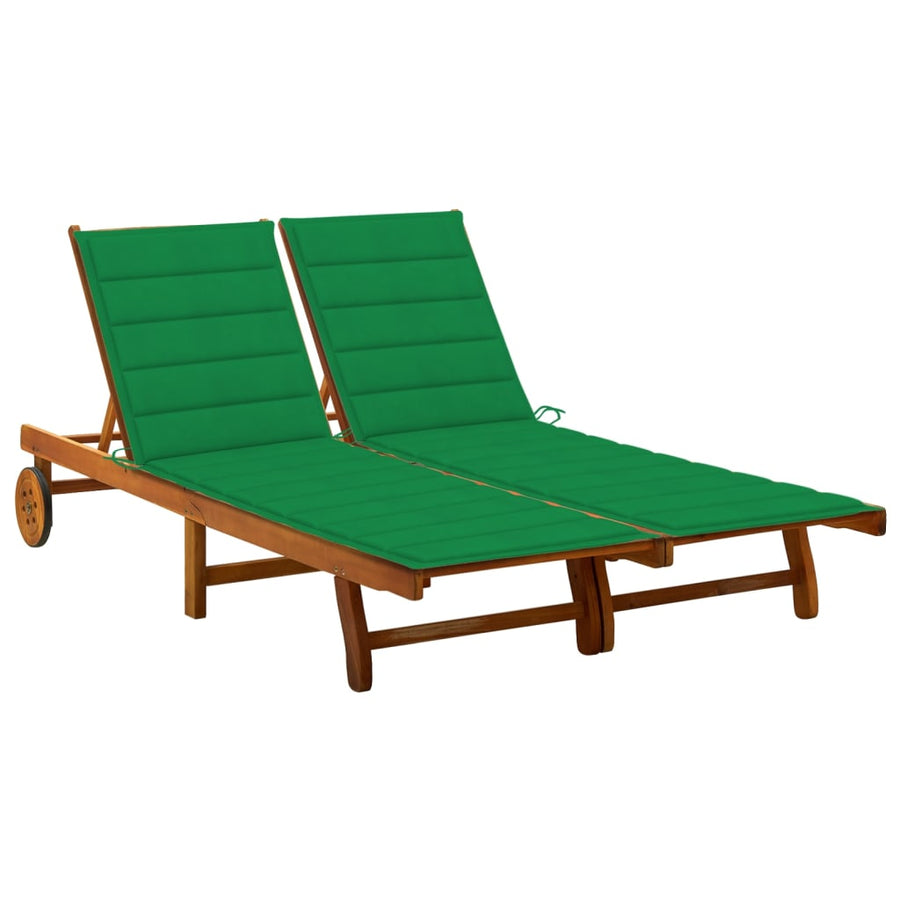 Ligbed 2-Persoons Met Kussens Massief Acaciahout 200 x 123 x 85 cm Groen