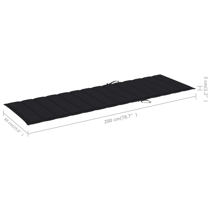Ligbed 2-Persoons Met Kussens Massief Acaciahout 200 x 123 x 85 cm Zwart