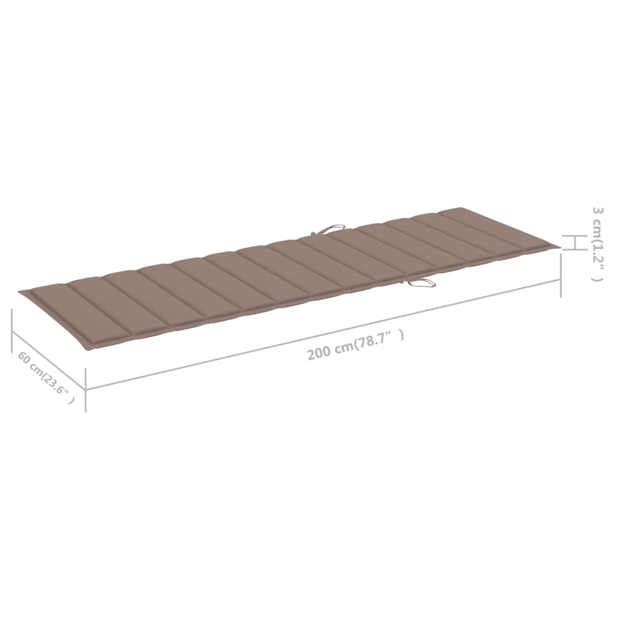 Ligbed 2-Persoons Met Kussens Massief Acaciahout 200 x 123 x 85 cm Taupe
