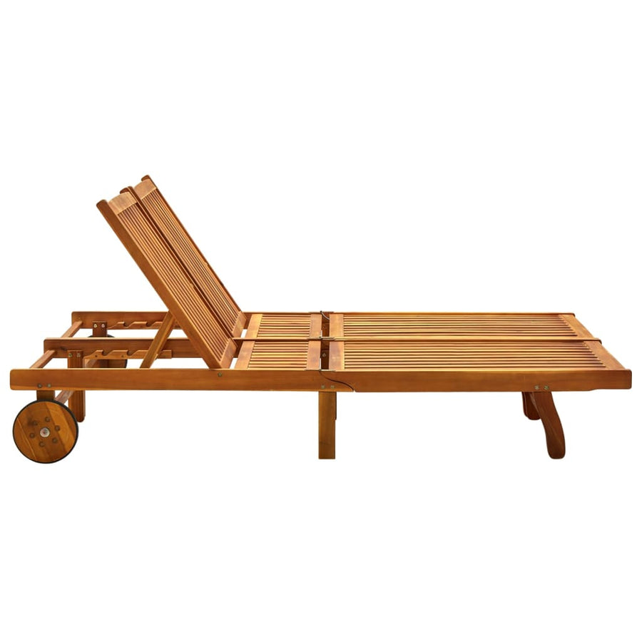 Ligbed 2-Persoons Met Kussens Massief Acaciahout 200 x 123 x 85 cm Rood ruitpatroon