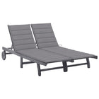 2-Seater Sun Lounger with Cushions Solid Acacia Wood Grey