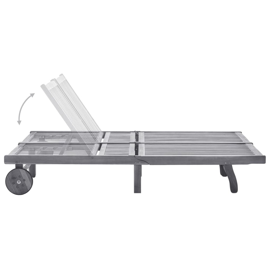 Ligbed 2-Persoons Met Kussens Massief Acaciahout Grijs 200 x 123 x 85 cm Blauw
