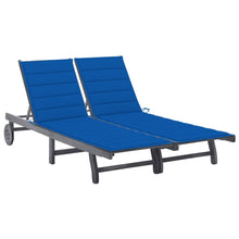 Ligbed 2-Persoons Met Kussens Massief Acaciahout Grijs 200 x 123 x 85 cm koningsblauw