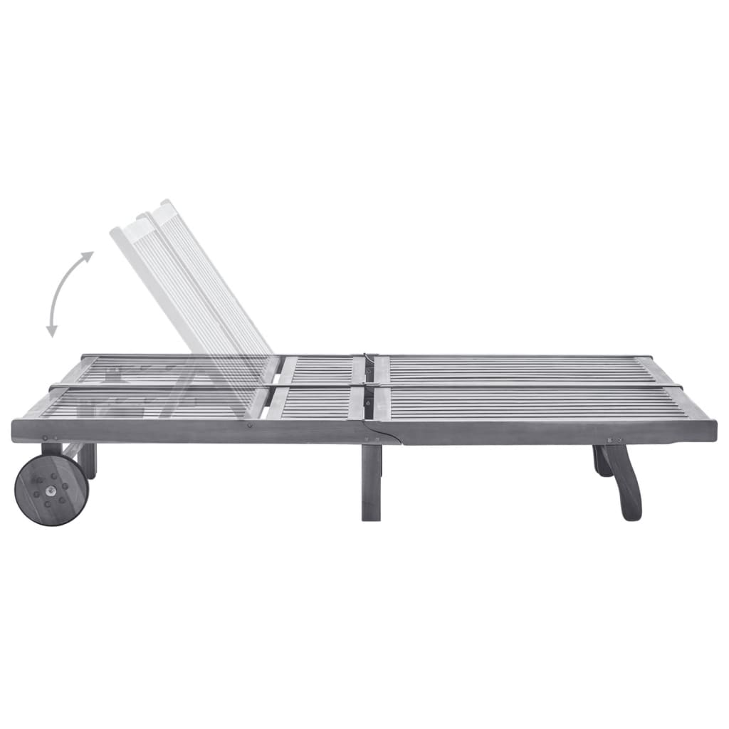 Ligbed 2-Persoons Met Kussens Massief Acaciahout Grijs 200 x 123 x 85 cm koningsblauw