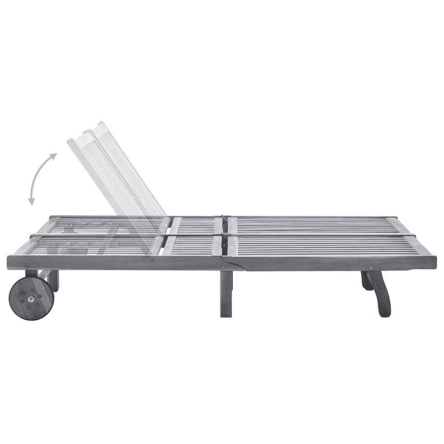 Ligbed 2-Persoons Met Kussens Massief Acaciahout Grijs 200 x 123 x 85 cm koningsblauw