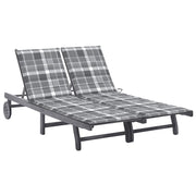 Ligbed 2-persoons acaciahout grijs 200x123x85 cm