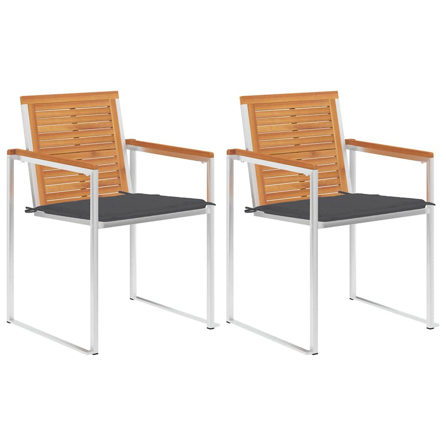 Tuinstoelen 2 St Met Kussens Massief Acaciahout En Staal 1 Antraciet