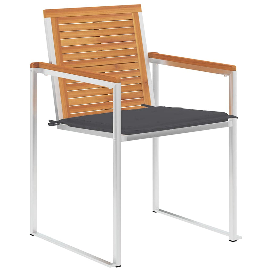 Tuinstoelen 2 St Met Kussens Massief Acaciahout En Staal 1 Antraciet
