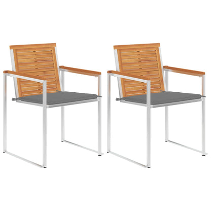 Tuinstoelen 2 St Met Kussens Massief Acaciahout En Staal 1 Grijs