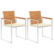 Tuinstoelen 2 st massief acaciahout staal crème