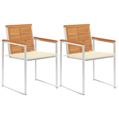 Tuinstoelen 2 St Met Kussens Massief Acaciahout En Staal 1 Crème