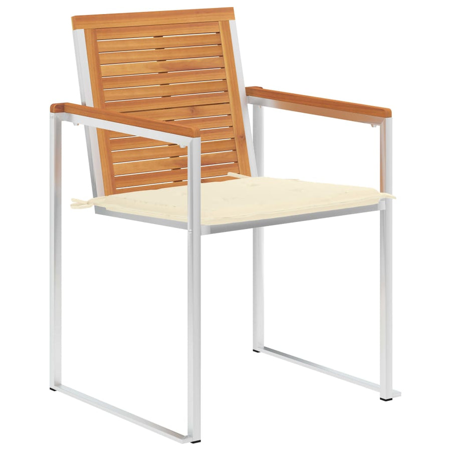 Tuinstoelen 2 St Met Kussens Massief Acaciahout En Staal 1 Crème
