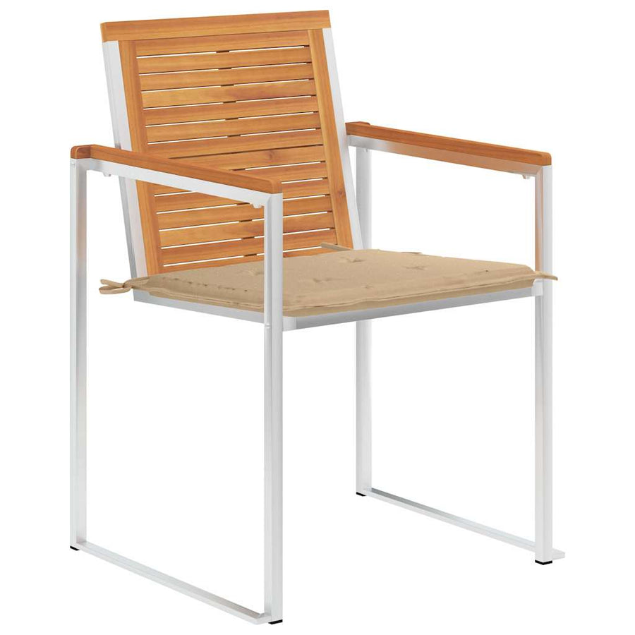 Tuinstoelen 2 St Met Kussens Massief Acaciahout En Staal Beige