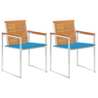 Tuinstoelen 2 st massief acaciahout staal blauw