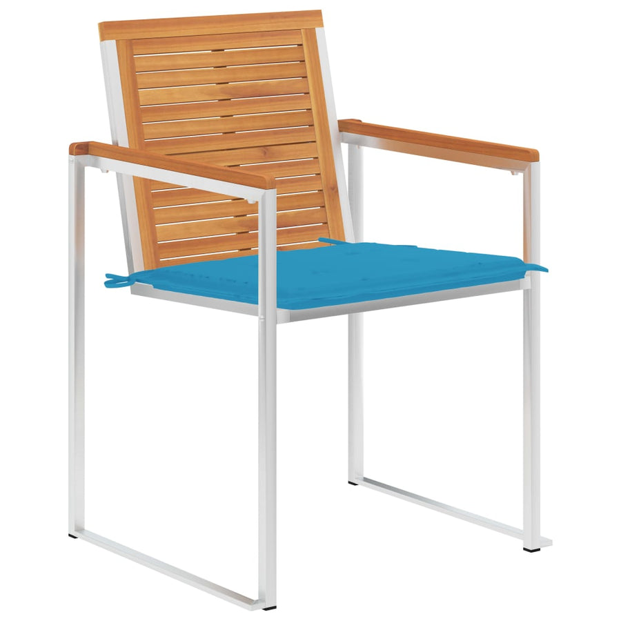 Tuinstoelen 2 St Met Kussens Massief Acaciahout En Staal 1 Blauw