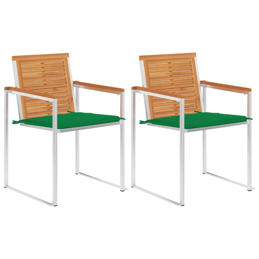 Tuinstoelen 2 St Met Kussens Massief Acaciahout En Staal 1 Groen