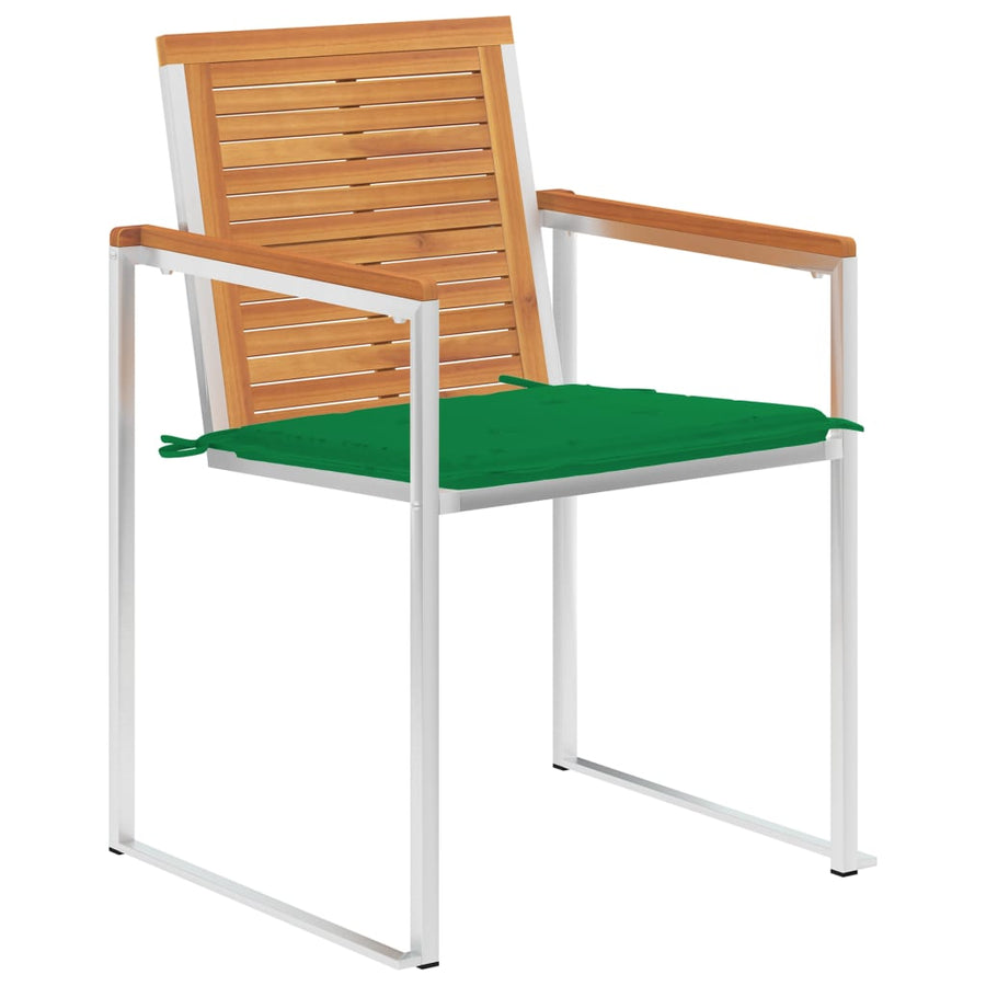 Tuinstoelen 2 St Met Kussens Massief Acaciahout En Staal 1 Groen