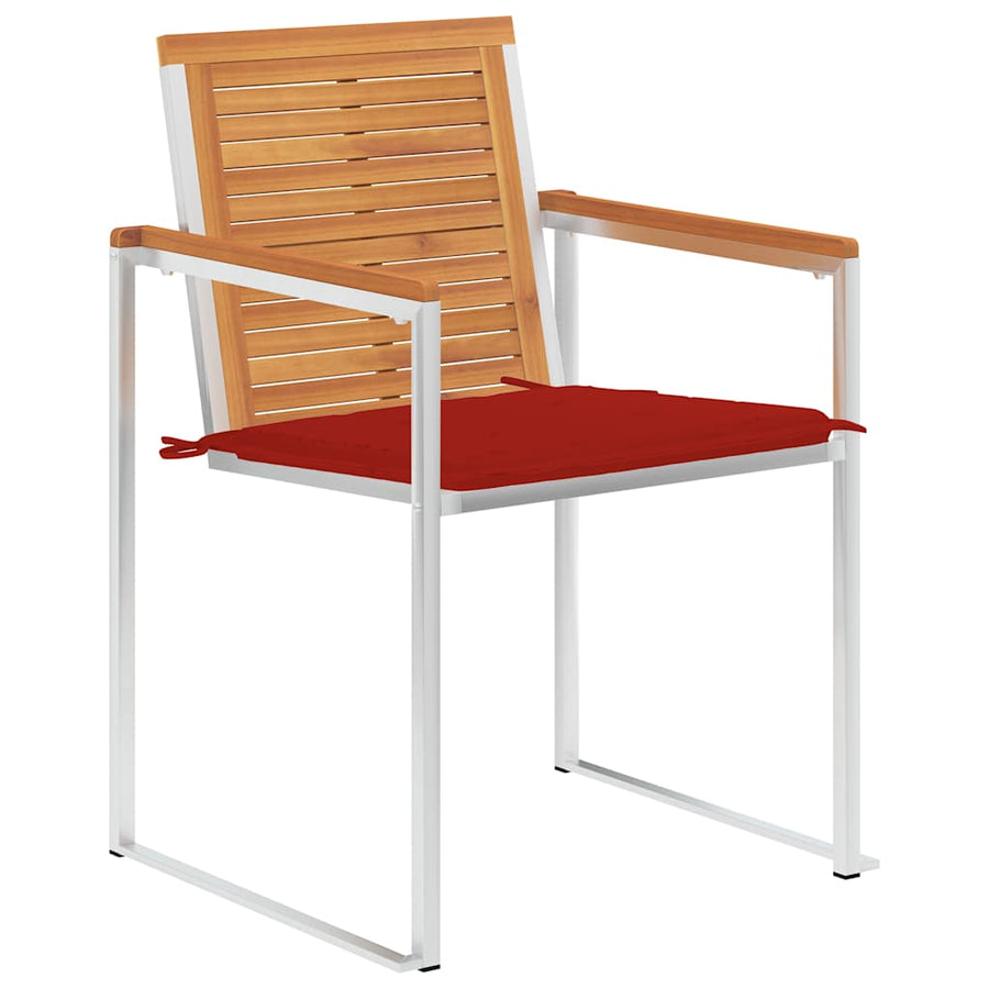 Tuinstoelen 2 St Met Kussens Massief Acaciahout En Staal 1 Rood