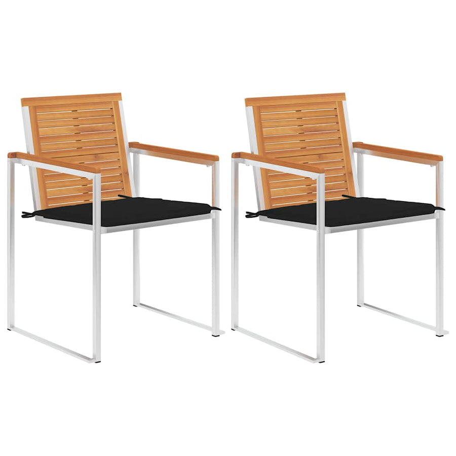 Tuinstoelen 2 St Met Kussens Massief Acaciahout En Staal Zwart