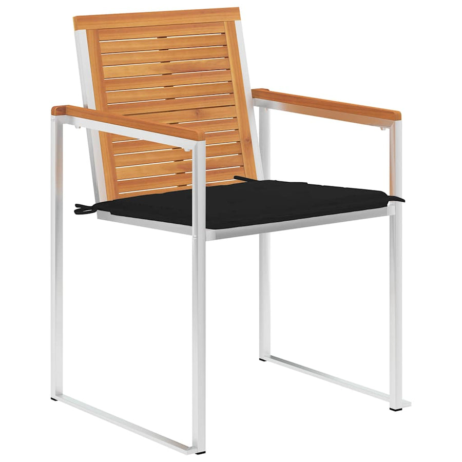 Tuinstoelen 2 St Met Kussens Massief Acaciahout En Staal Zwart