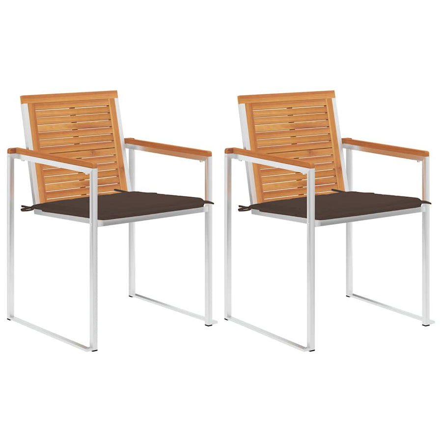 Tuinstoelen 2 St Met Kussens Massief Acaciahout En Staal Taupe